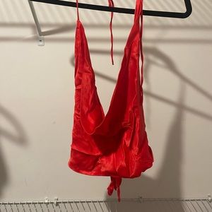 Zara Satin Effect red crop top